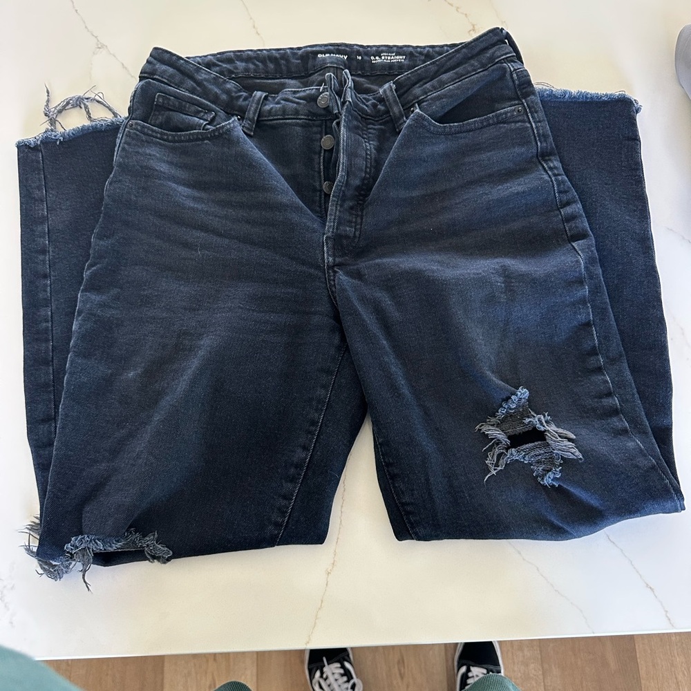 Old navy OG straight Distressed Black Jeans